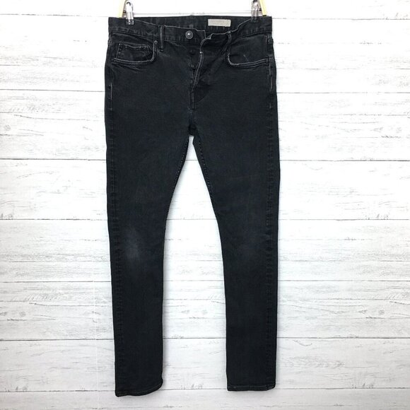 Allsaints Men's Washed Black Cigarette Skinny Jeans Button Fly Distressed 30x31 - Picture 1 of 10